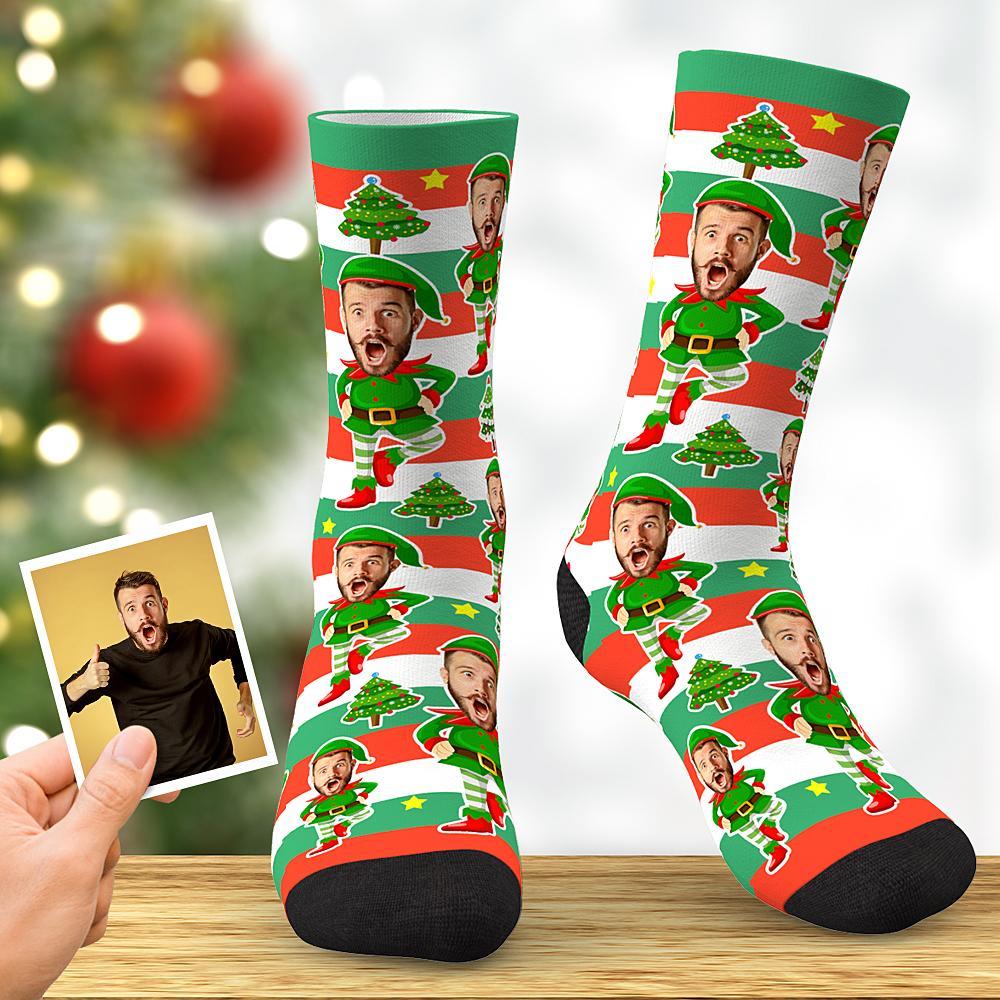 Personalized Photo Color Bar Elven Socks With Tree BX1310 Kid (Foot Length 14CM = 5.51in) / One Face Official custom sock Merch