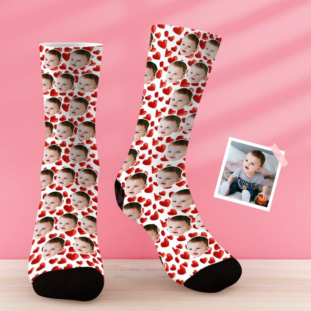 Custom Baby Face Sock with Emjo Heart BX1310 Kid (Foot Length 14CM = 5.51in) Official custom sock Merch