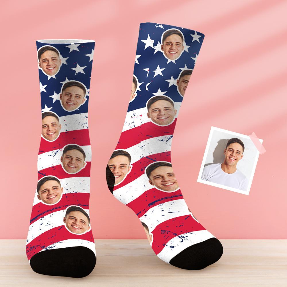Custom American USA Flag Socks - With Your Face BX1310 Kid (Foot Length 14CM = 5.51in) Official custom sock Merch